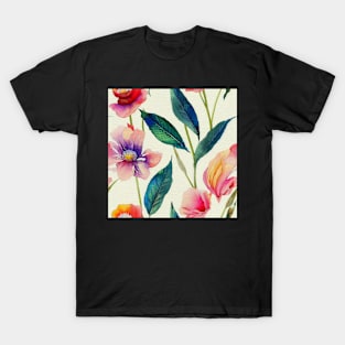 Colorful watercolor leaves pattern T-Shirt